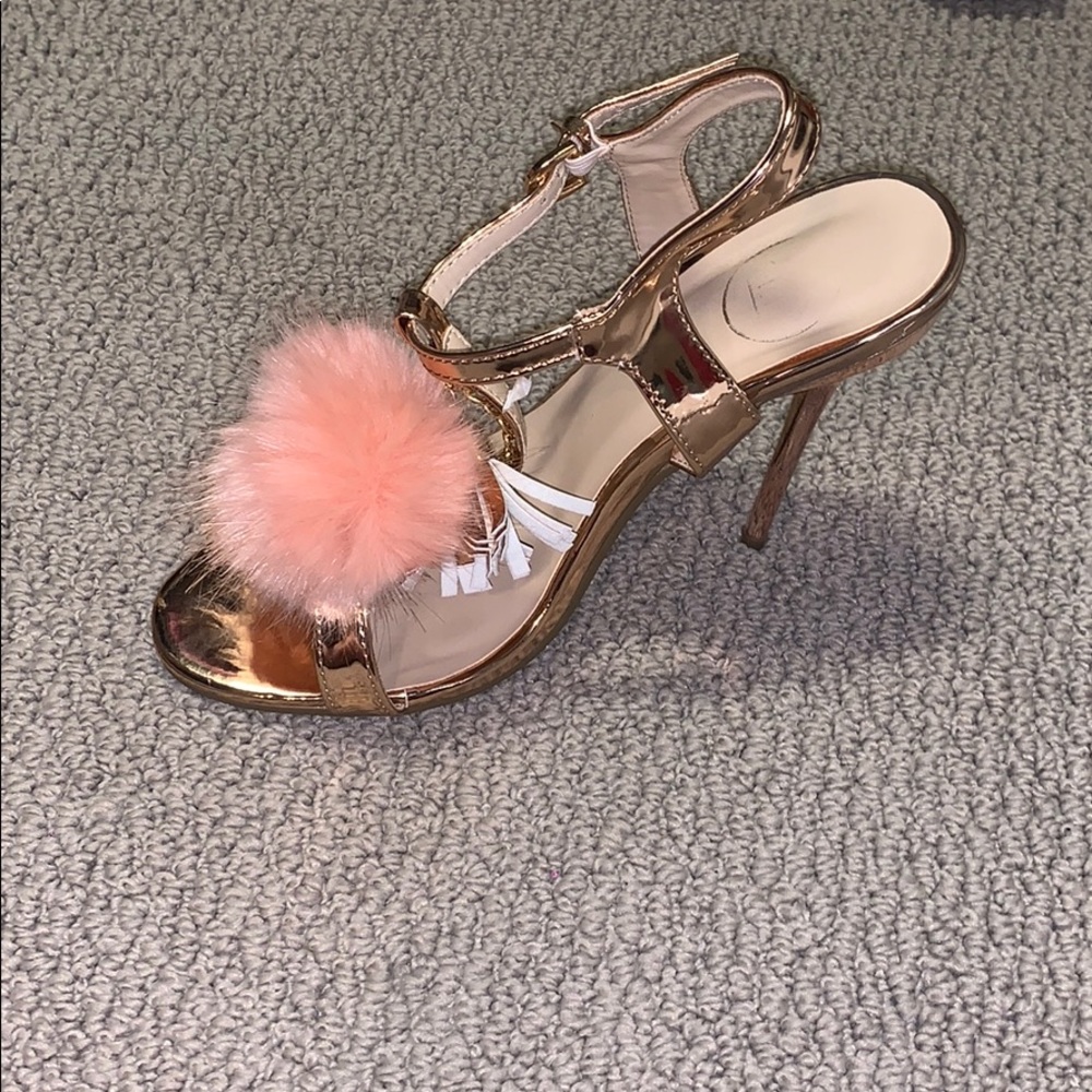 Rose Gold Pom Poms Heels